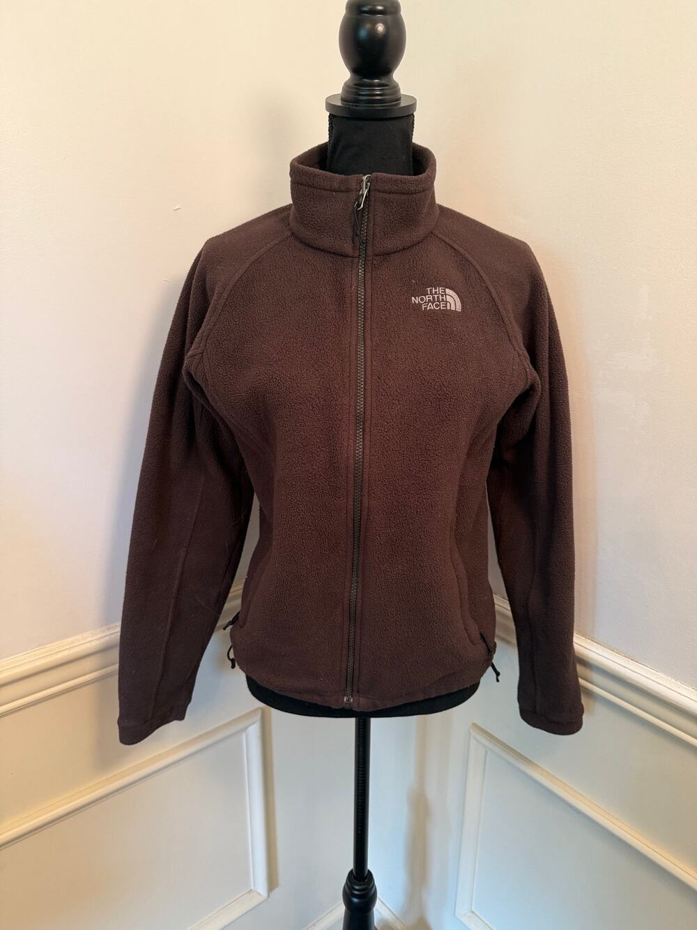 The North Face Women's Full Zip Fleece Jacket Dark Brown Mock Neck Gorpcore